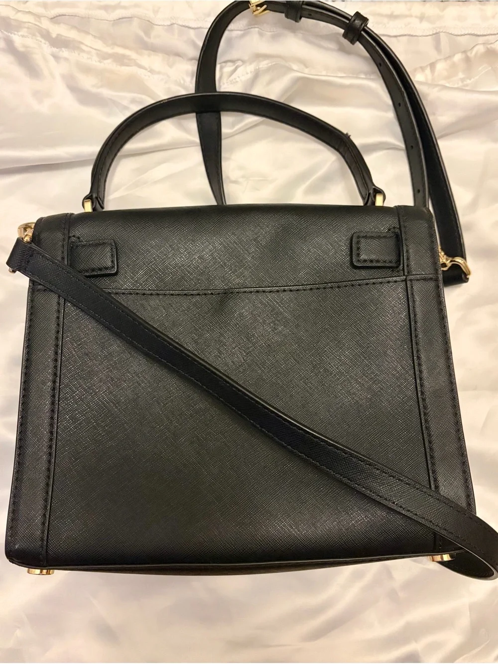 MICHAEL KORS Black Leather Studded Crossbody Bag with Gold Hardware